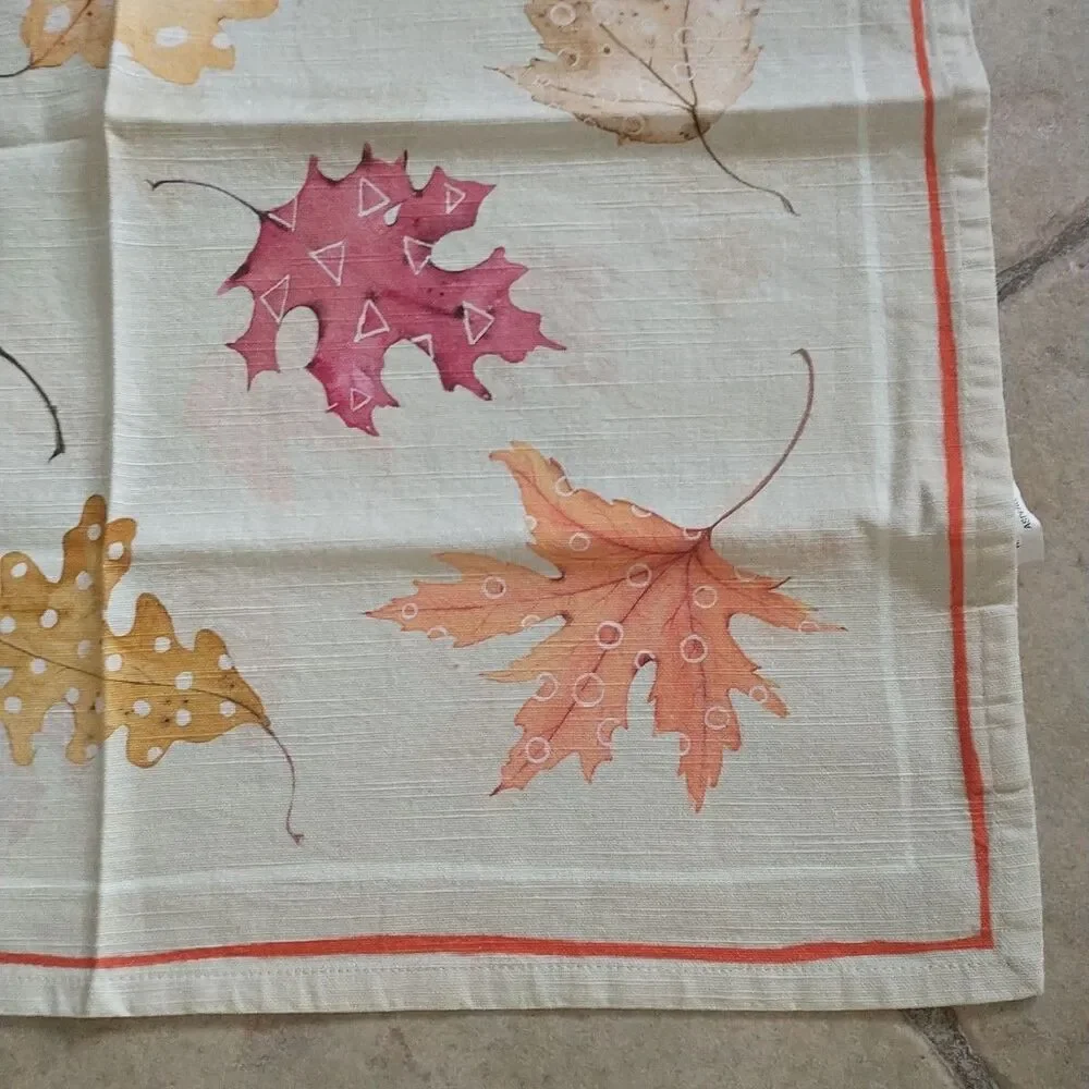 Maison d'Hermine Cloth Napkins Leaf Print Fall Cotton Set of 12x Square 20x20”